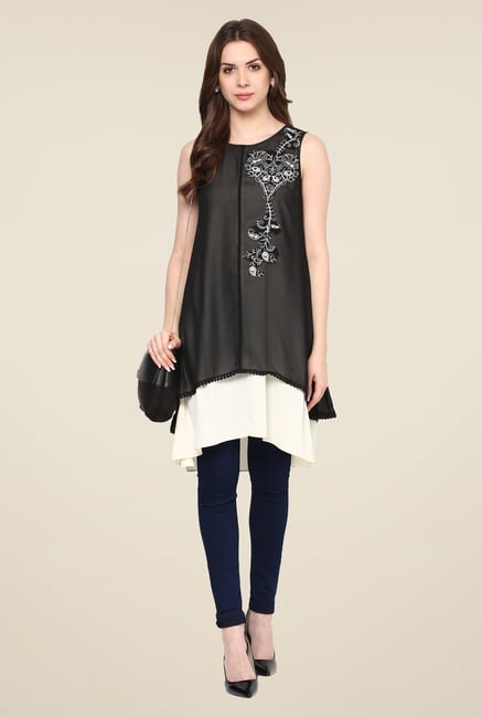 Fusion Beats Black Embroidered Tunic Fusion Beats Black Embroidered Tunic
