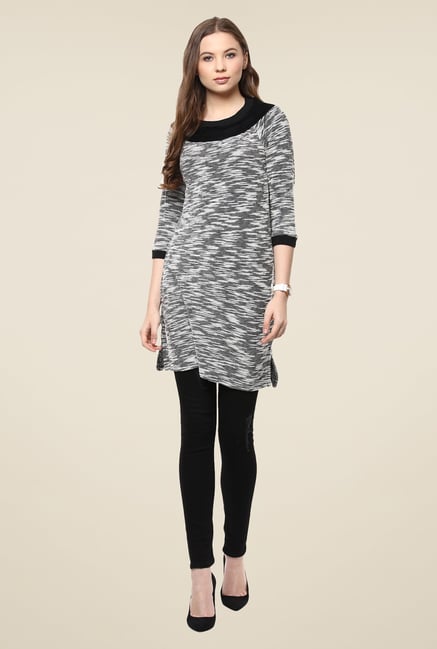 Fusion Beats Black Self Print Tunic Fusion Beats Black Self Print Tunic