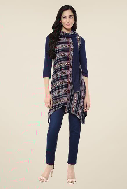 Fusion Beats Navy Printed Tunic Fusion Beats Navy Printed Tunic