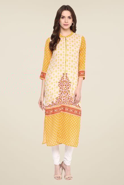 Fusion Beats Yellow Printed Kurta Fusion Beats Yellow Printed Kurta