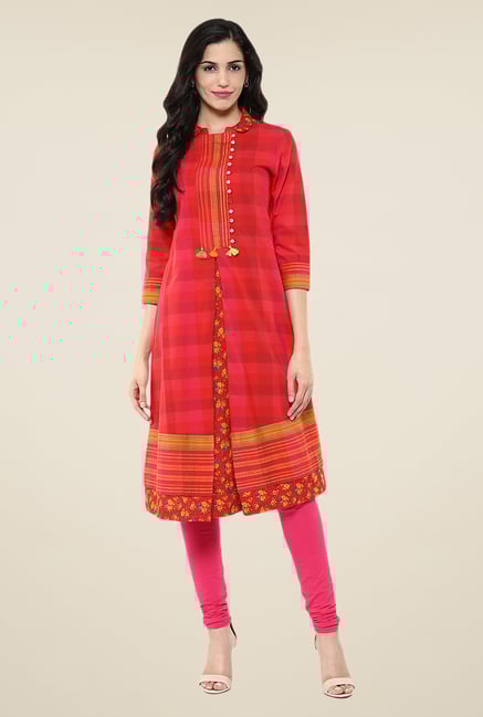 Fusion Beats Red Striped Kurta Fusion Beats Red Striped Kurta