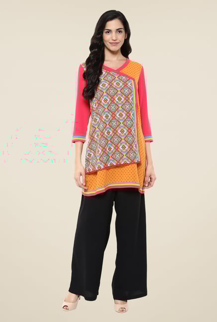 Fusion Beats Pink & Orange Printed Tunic Fusion Beats Pink & Orange Printed Tunic