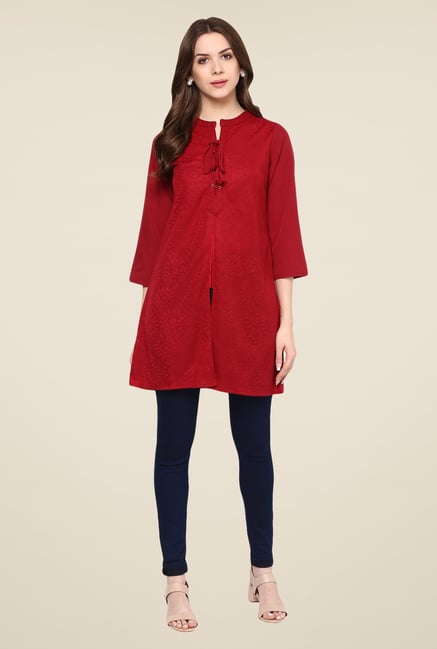 Fusion Beats Maroon Self Print Tunic Fusion Beats Maroon Self Print Tunic