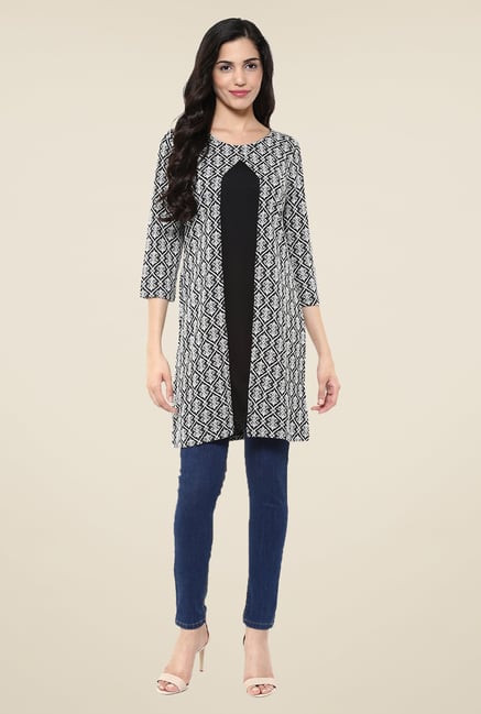 Fusion Beats Black Printed Tunic Fusion Beats Black Printed Tunic