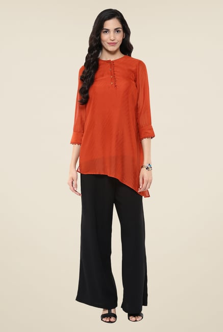 Fusion Beats Rust Embroidered Tunic Fusion Beats Rust Embroidered Tunic