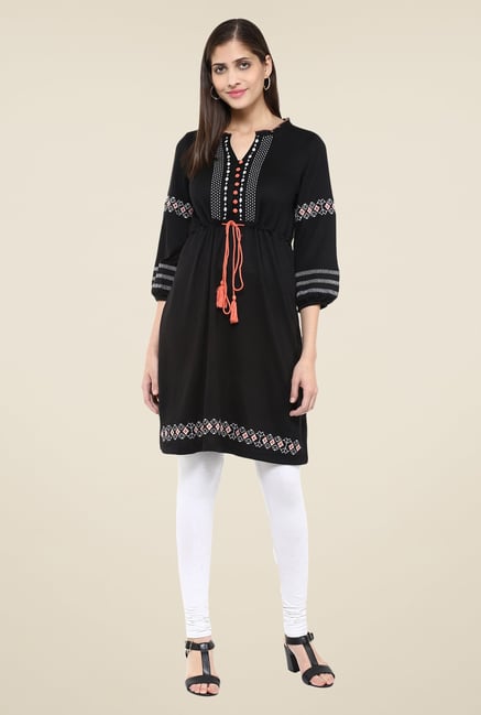 Fusion Beats Black Embroidered Kurti Fusion Beats Black Embroidered Kurti