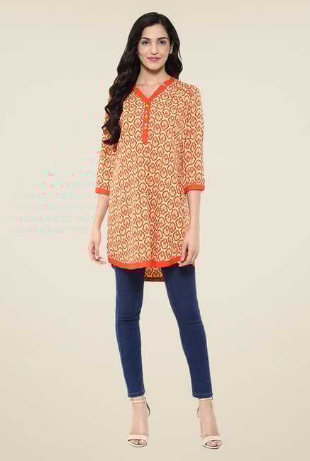 Fusion Beats Orange Printed Tunic Fusion Beats Orange Printed Tunic
