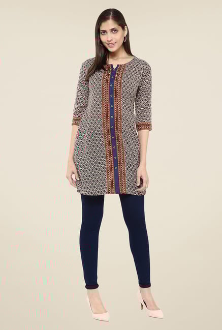 Fusion Beats Navy Printed Tunic Fusion Beats Navy Printed Tunic