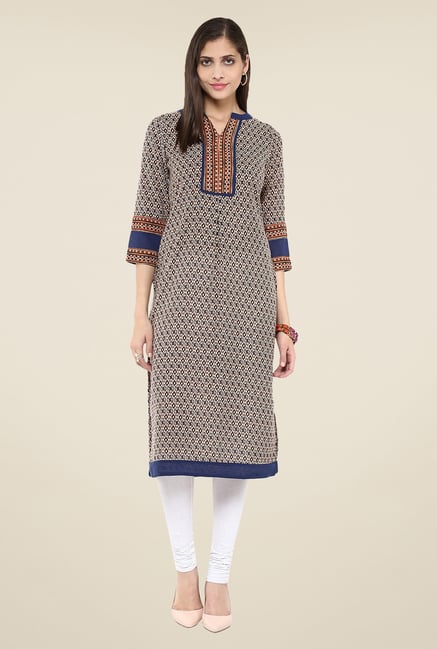 Fusion Beats Navy Printed Kurta Fusion Beats Navy Printed Kurta