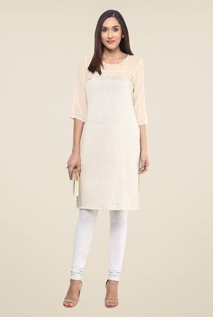 Fusion Beats Off White Solid Kurta Fusion Beats Off White Solid Kurta