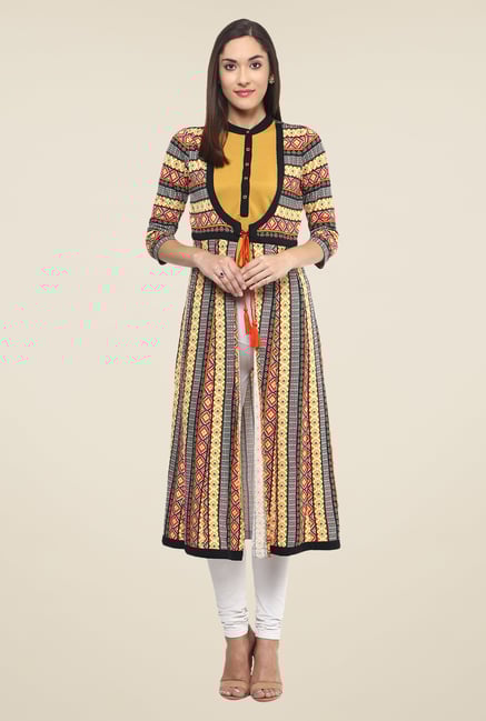 Fusion Beats Yellow Printed Kurta Fusion Beats Yellow Printed Kurta