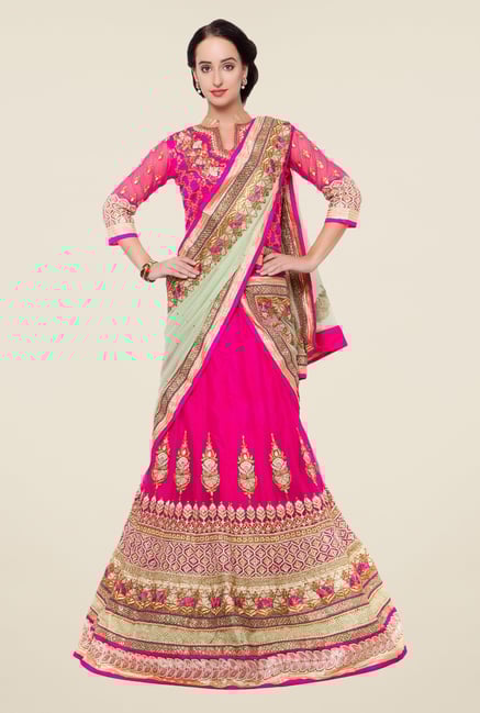 Triveni Pink Embroidered Lehenga Set Triveni Pink Embroidered Lehenga Set