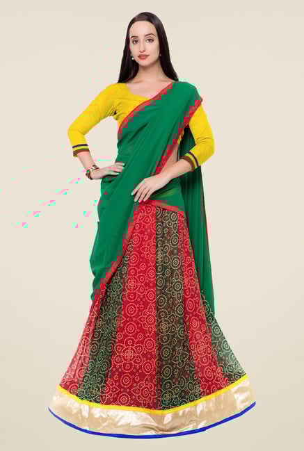 Triveni Multicolor Bandhani Lehenga Set Triveni Multicolor Bandhani Lehenga Set