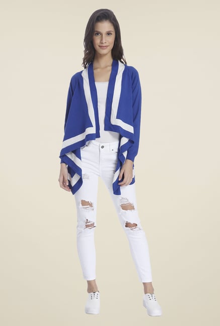 Vero Moda Blue Solid Shrug Vero Moda Blue Solid Shrug