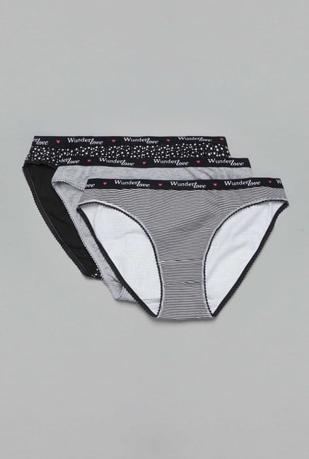 Wunderlove by Westside Grey Striped Bikini (Pack of 3) Wunderlove by Westside Grey Striped Bikini (Pack of 3)