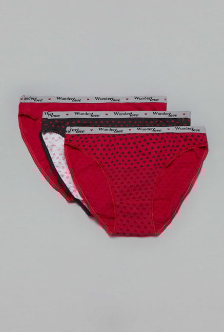 Wunderlove by Westside Red Heart Print Bikini (Pack of 3) Wunderlove by Westside Red Heart Print Bikini (Pack of 3)