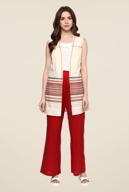 Fusion Beats Off White Embroidered Shrug Fusion Beats Off White Embroidered Shrug