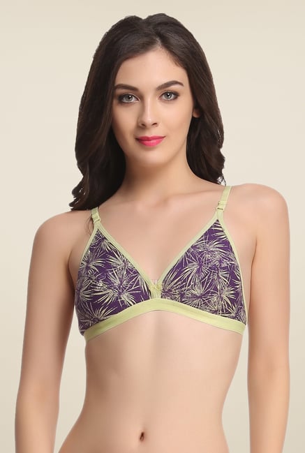 Clovia Purple & Olive Printed Non-wired T-shirt Bra Clovia Purple & Olive Printed Non-wired T-shirt Bra