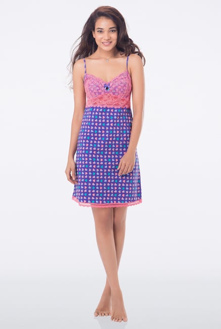 PrettySecrets Purple Heart Print Chemise PrettySecrets Purple Heart Print Chemise