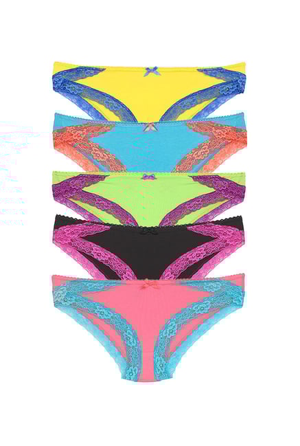PrettySecrets Multicolor Bikini Panties (Pack of 5) PrettySecrets Multicolor Bikini Panties (Pack of 5)