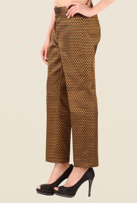 Studio Rasa Black Semi Brocade Slim Fit Pant Studio Rasa Black Semi Brocade Slim Fit Pant