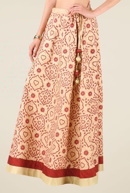 Studio Rasa Beige Bhagalpuri Dupion Printed Skirt Studio Rasa Beige Bhagalpuri Dupion Printed Skirt