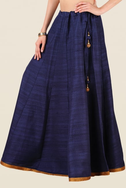 Studio Rasa Navy Bhagalpuri Dupion Kalidaar Skirt Studio Rasa Navy Bhagalpuri Dupion Kalidaar Skirt