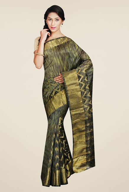 Pavecha's Black & Gold Cotton Polyblend Banarasi Saree Pavecha's Black & Gold Cotton Polyblend Banarasi Saree