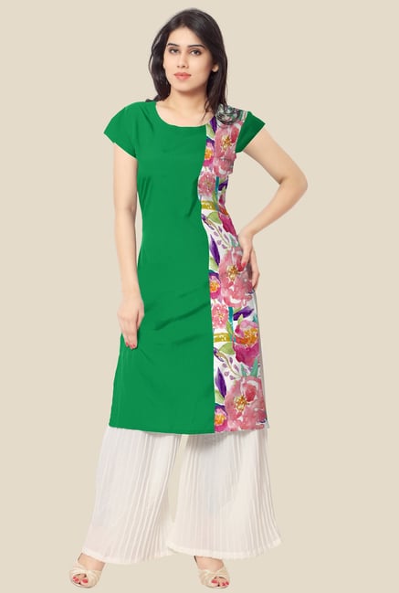 Ahalyaa Green Floral Print Kurta Ahalyaa Green Floral Print Kurta