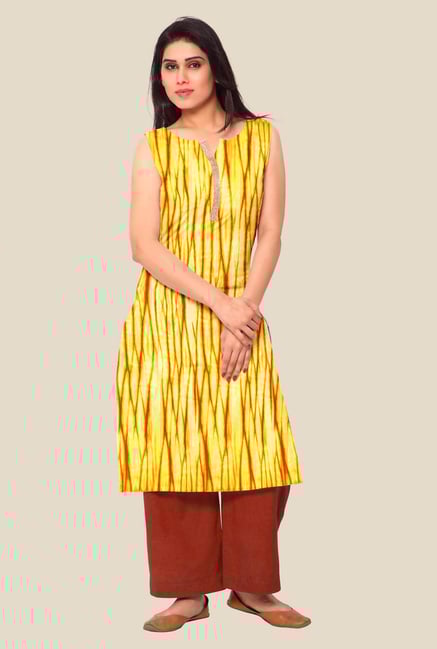 Ahalyaa Yellow Printed Kurta Ahalyaa Yellow Printed Kurta