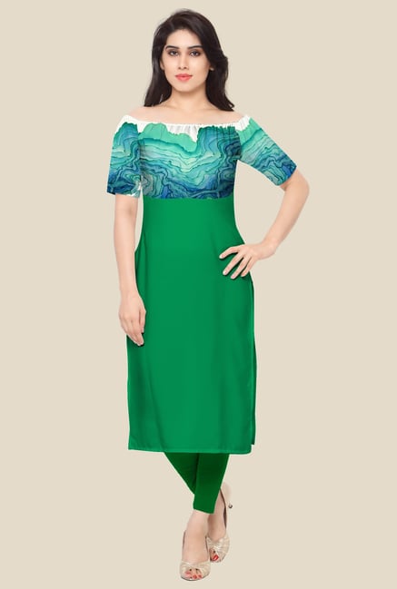 Ahalyaa Green Printed Kurta Ahalyaa Green Printed Kurta