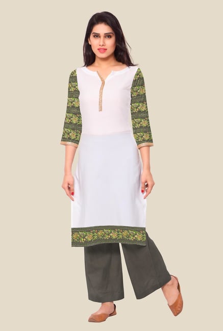 Ahalyaa White Floral Print Kurta Ahalyaa White Floral Print Kurta
