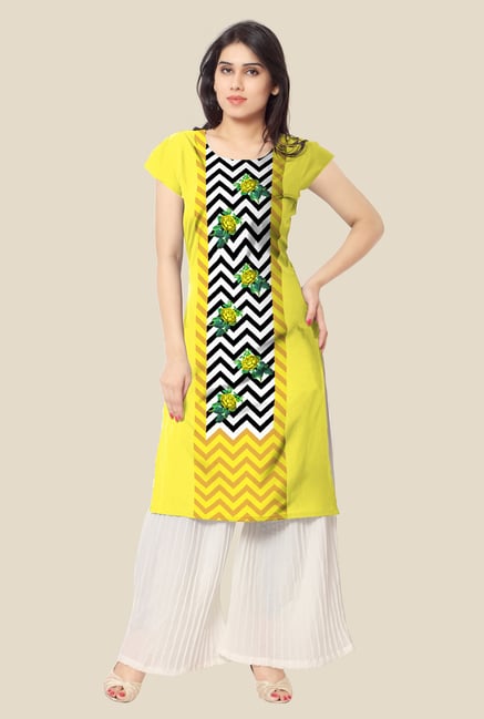 Ahalyaa Yellow Floral Print Kurta Ahalyaa Yellow Floral Print Kurta