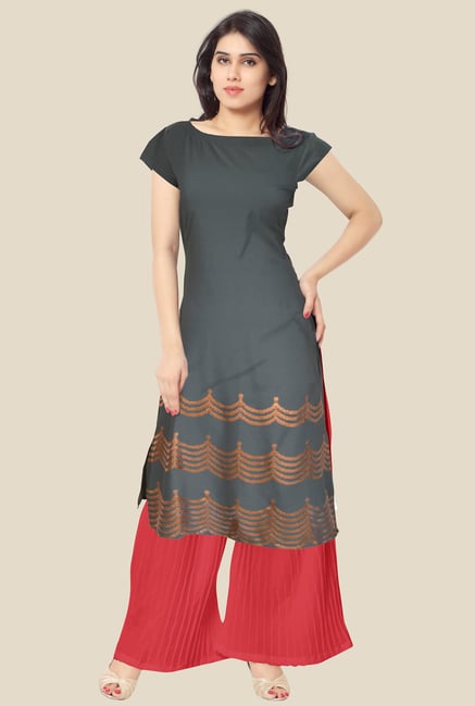 Ahalyaa Grey Printed Kurta Ahalyaa Grey Printed Kurta