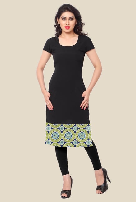 Ahalyaa Black Floral Print Kurta Ahalyaa Black Floral Print Kurta