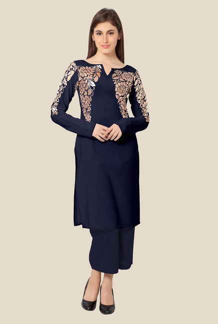 Ahalyaa Navy Printed Kurta Ahalyaa Navy Printed Kurta