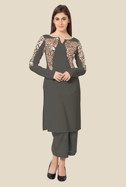 Ahalyaa Grey Printed Kurta Ahalyaa Grey Printed Kurta