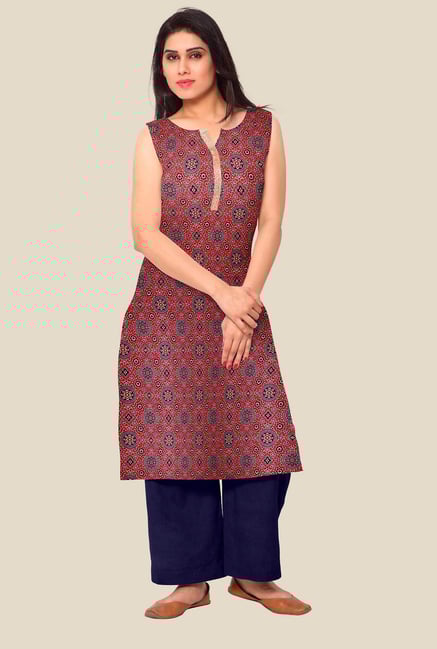 Ahalyaa Red Printed Kurta Ahalyaa Red Printed Kurta