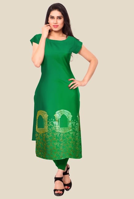 Ahalyaa Green Printed Kurta Ahalyaa Green Printed Kurta