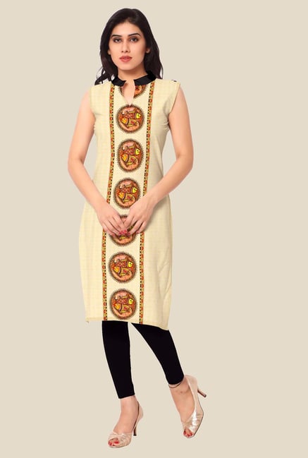 Ahalyaa Beige Printed Kurta Ahalyaa Beige Printed Kurta