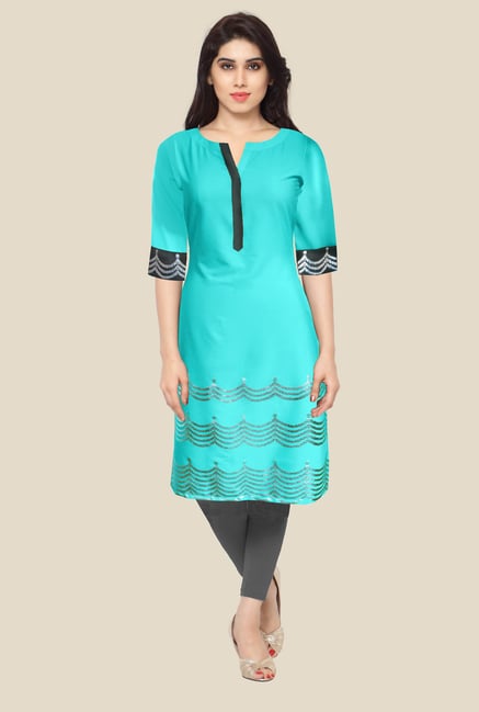 Ahalyaa Turquoise Printed Kurta Ahalyaa Turquoise Printed Kurta