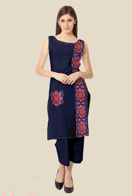 Ahalyaa Red and Navy Printed Kurta Ahalyaa Red and Navy Printed Kurta
