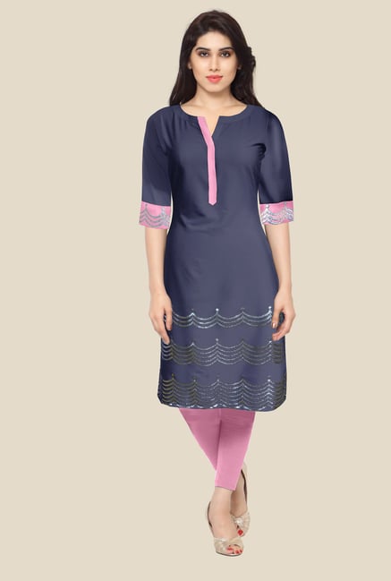Ahalyaa Navy Printed Kurta Ahalyaa Navy Printed Kurta