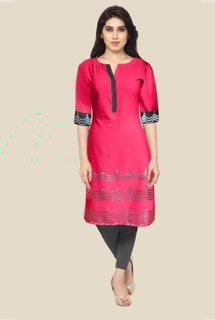 Ahalyaa Dark Pink Printed Kurta Ahalyaa Dark Pink Printed Kurta