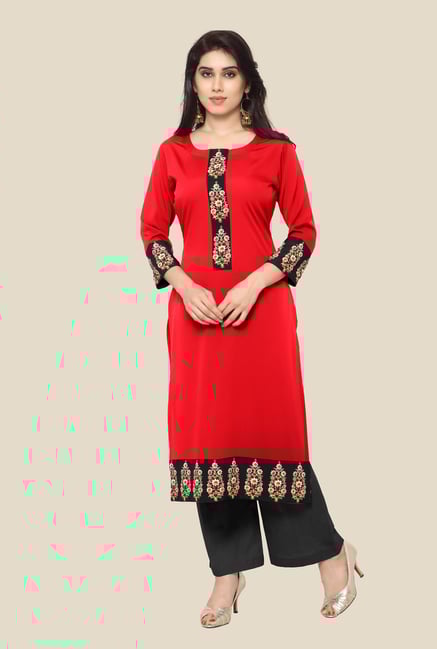 Ahalyaa Red Printed Kurta Ahalyaa Red Printed Kurta