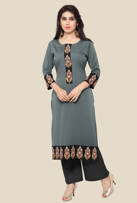 Ahalyaa Grey Printed Kurta Ahalyaa Grey Printed Kurta