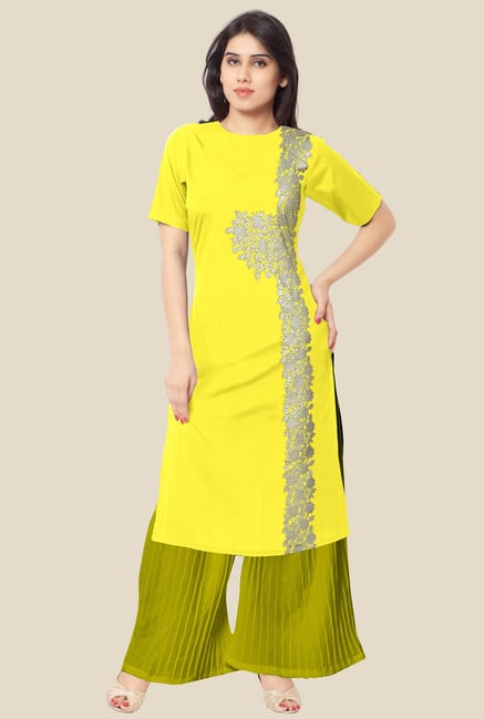 Ahalyaa Yellow Floral Print Kurta Ahalyaa Yellow Floral Print Kurta