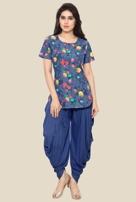 Ahalyaa Blue Floral Print Kurti Ahalyaa Blue Floral Print Kurti