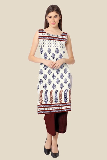 Ahalyaa Off White Printed Kurta Ahalyaa Off White Printed Kurta