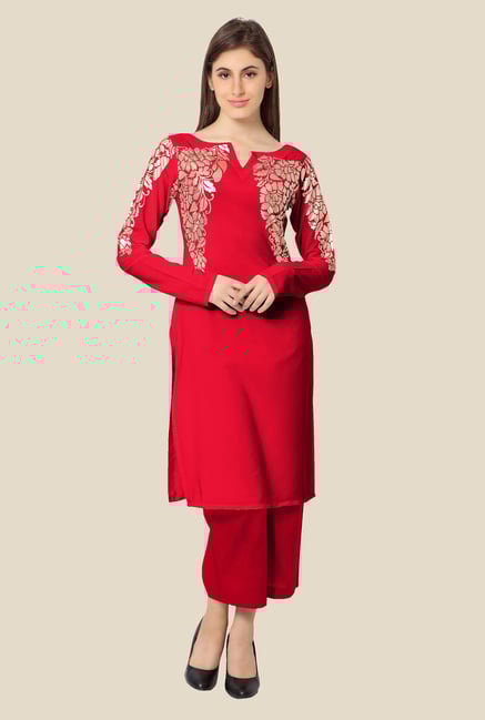 Ahalyaa Red Printed Kurta Ahalyaa Red Printed Kurta